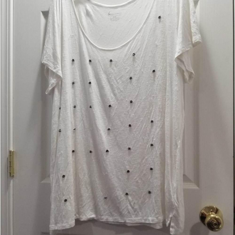 Women's Lane Bryant Plus Size Off White Cream Fancy Top Size Size 26/28